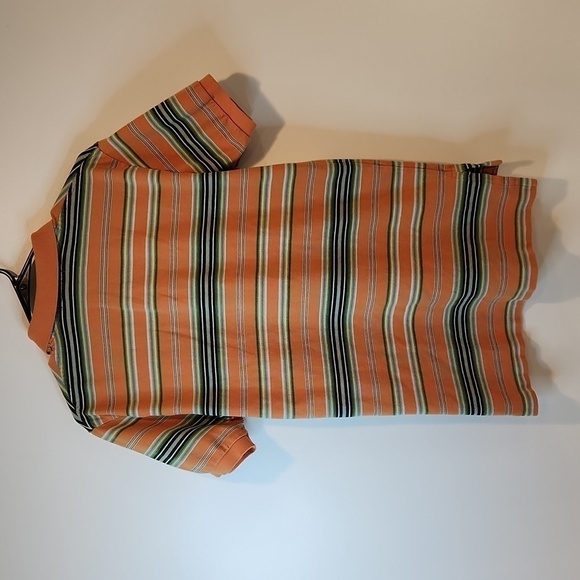 Ralph Lauren Polo Shirt 100% Cotton Men's Sz Small Orange/Blue Striped EUC NICE! - Picture 8 of 10